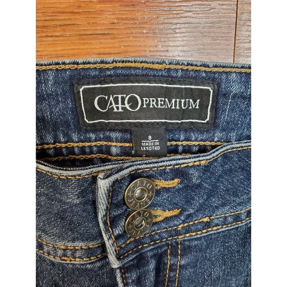 Cato Premium Straight Leg Button Fly  Jeans Womens Size 8x33 stitched Pockets - Picture 3 of 6
